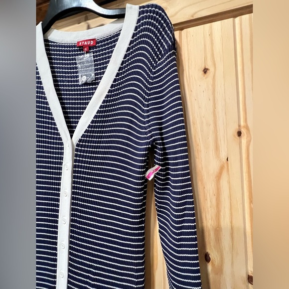 Staud NWT Shoko Striped Navy and White Button-Down Dress - Picture 3 of 7
